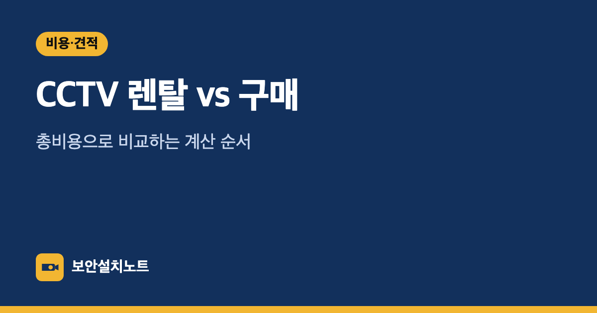 CCTV 렌탈 vs 구매｜총비용으로 비교하는 계산 순서